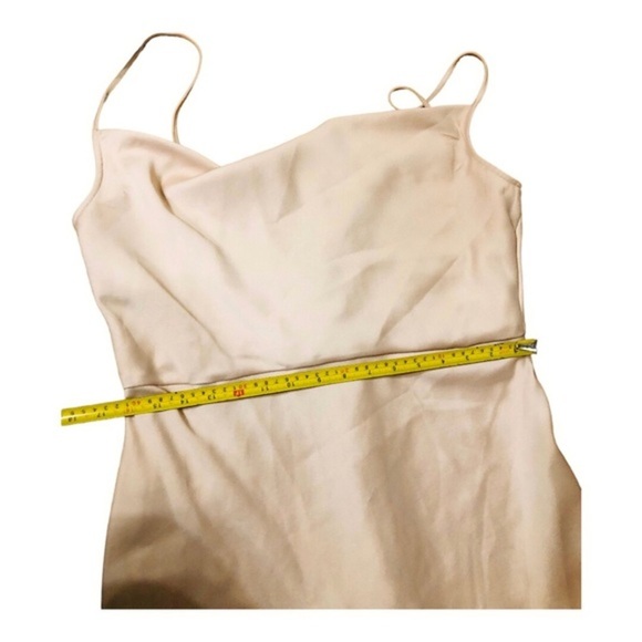 Taylor champagne light pink spaghetti strap cowlneck silk look maxi gown size 16 - Picture 12 of 13